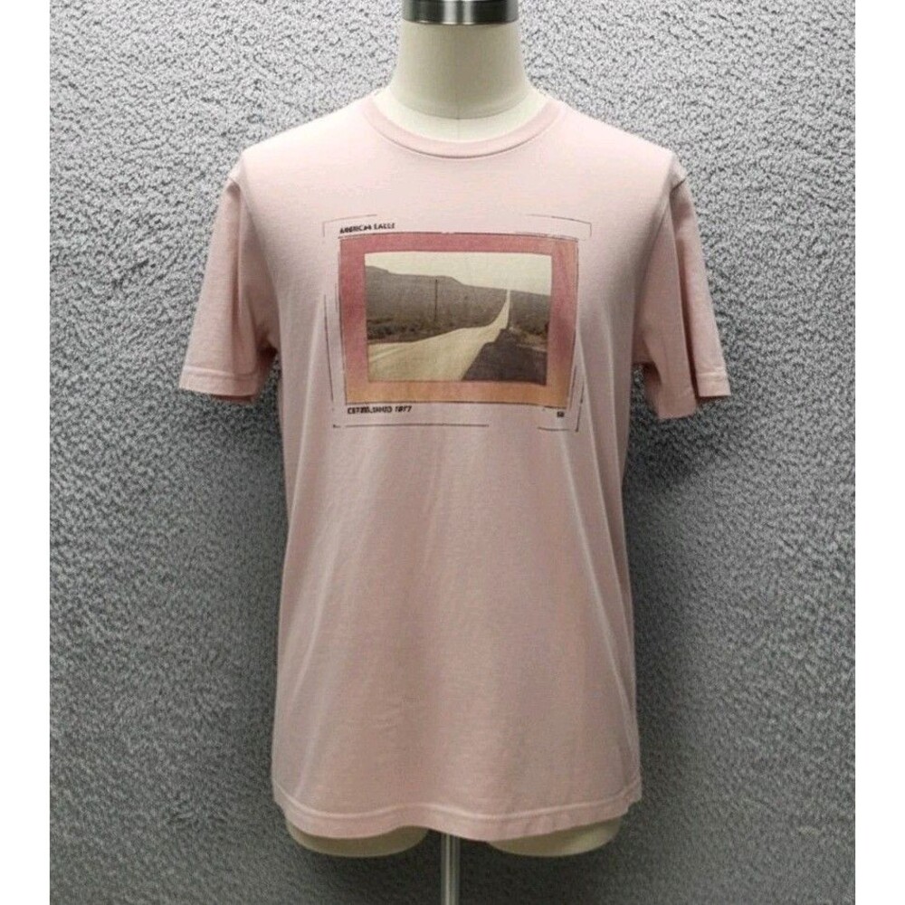 American Eagle Super Soft T-Shirt M Pink Desert Road Graphic Standard Fit Cotton